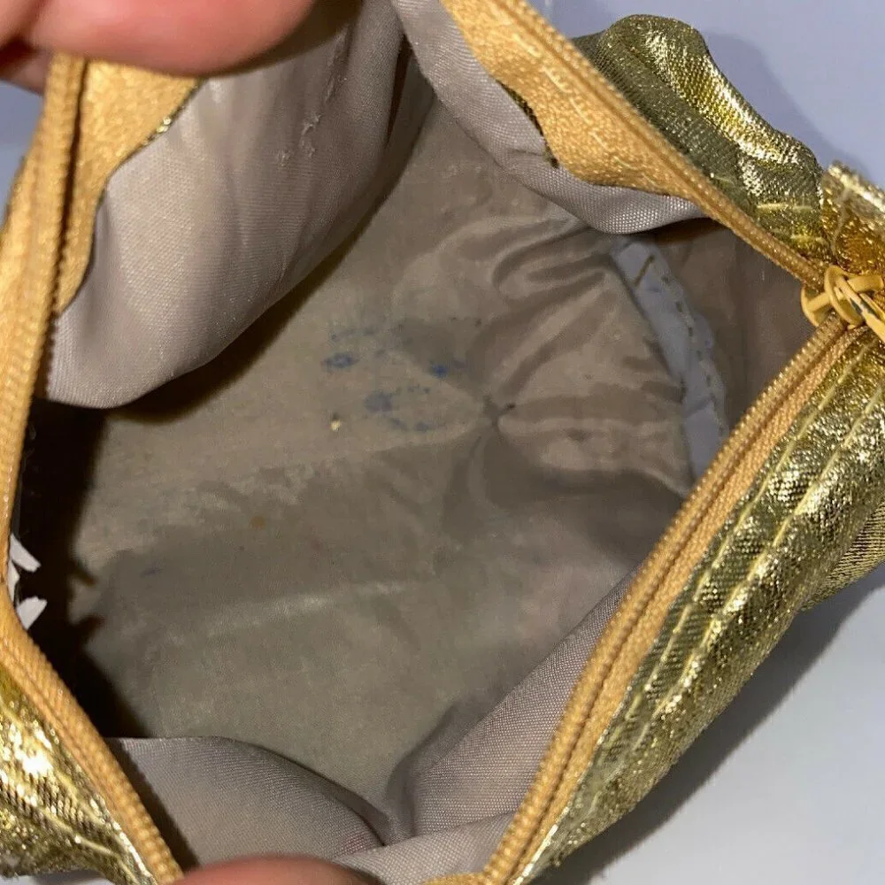 Vintage Krizia Gold Metallic Lame Make Up Bag